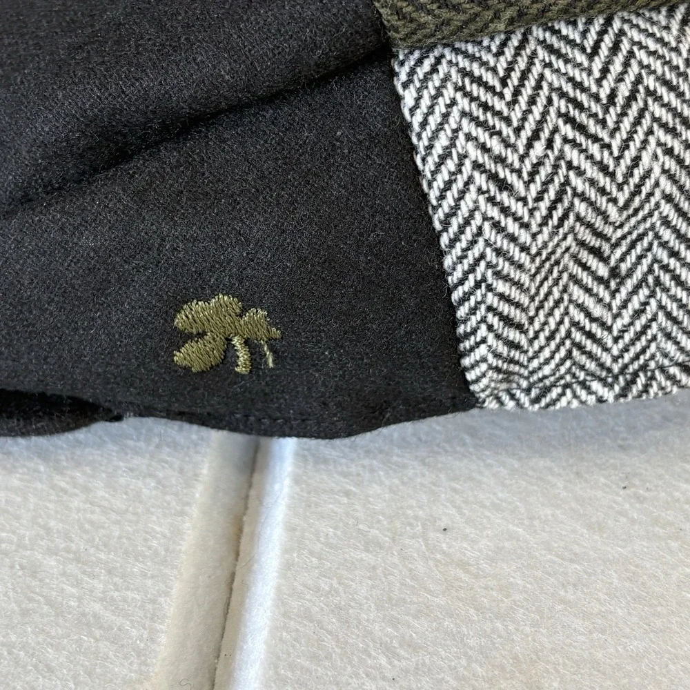 Man Of Aran Wool Newsboy Flat Cap M/L Preppy Patchwork Tweed Shamrock Ireland